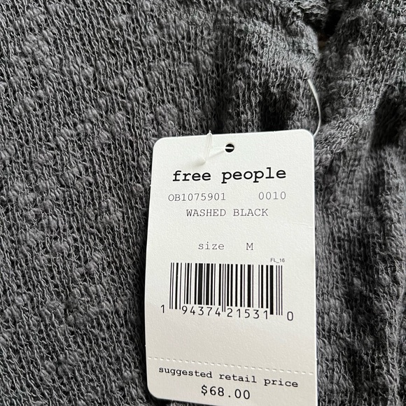 Free People Washed Black V-Neck Oversized Shirt New with tags - Picture 2 of 3
